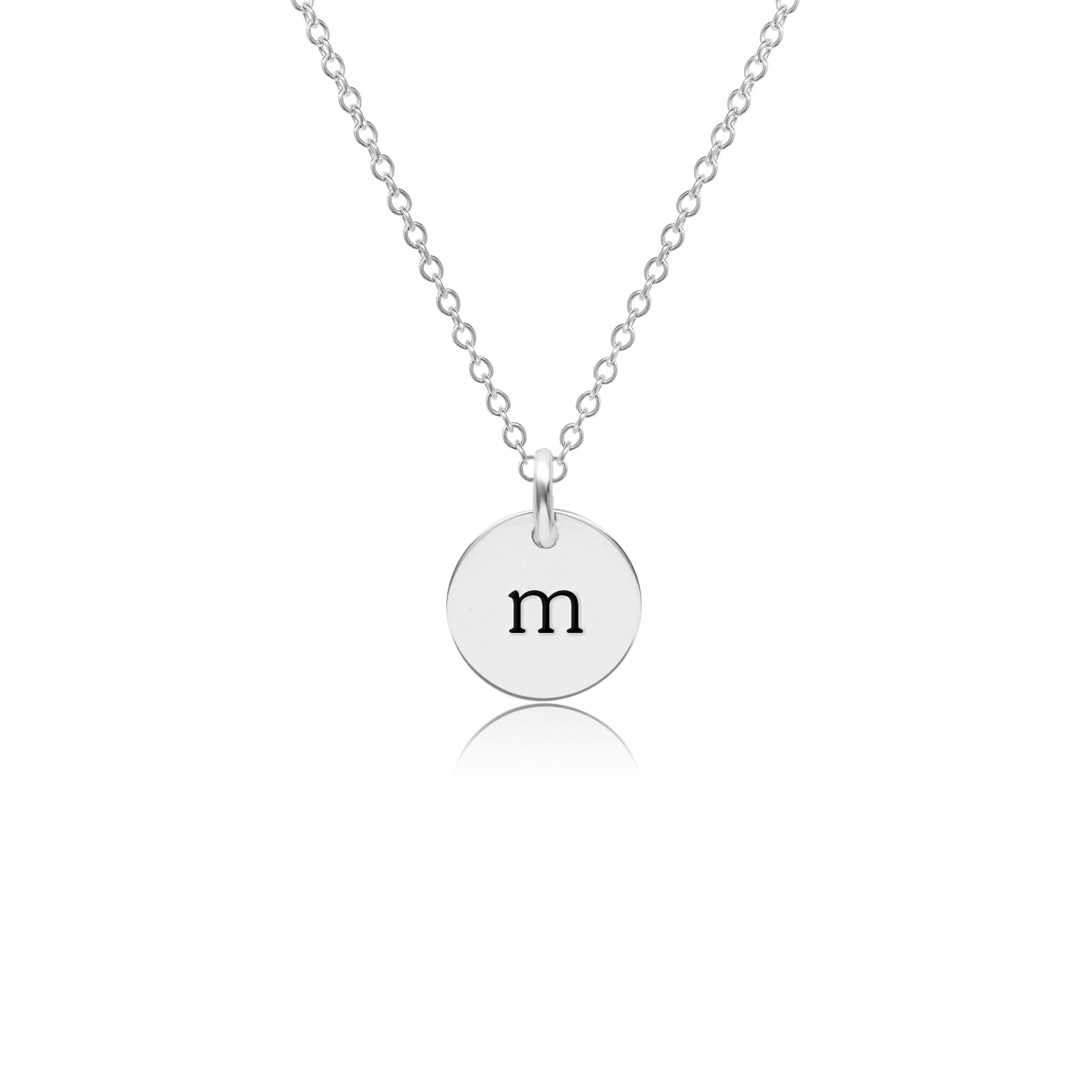 Mini Initial Circle Tag Necklace - Lowercase