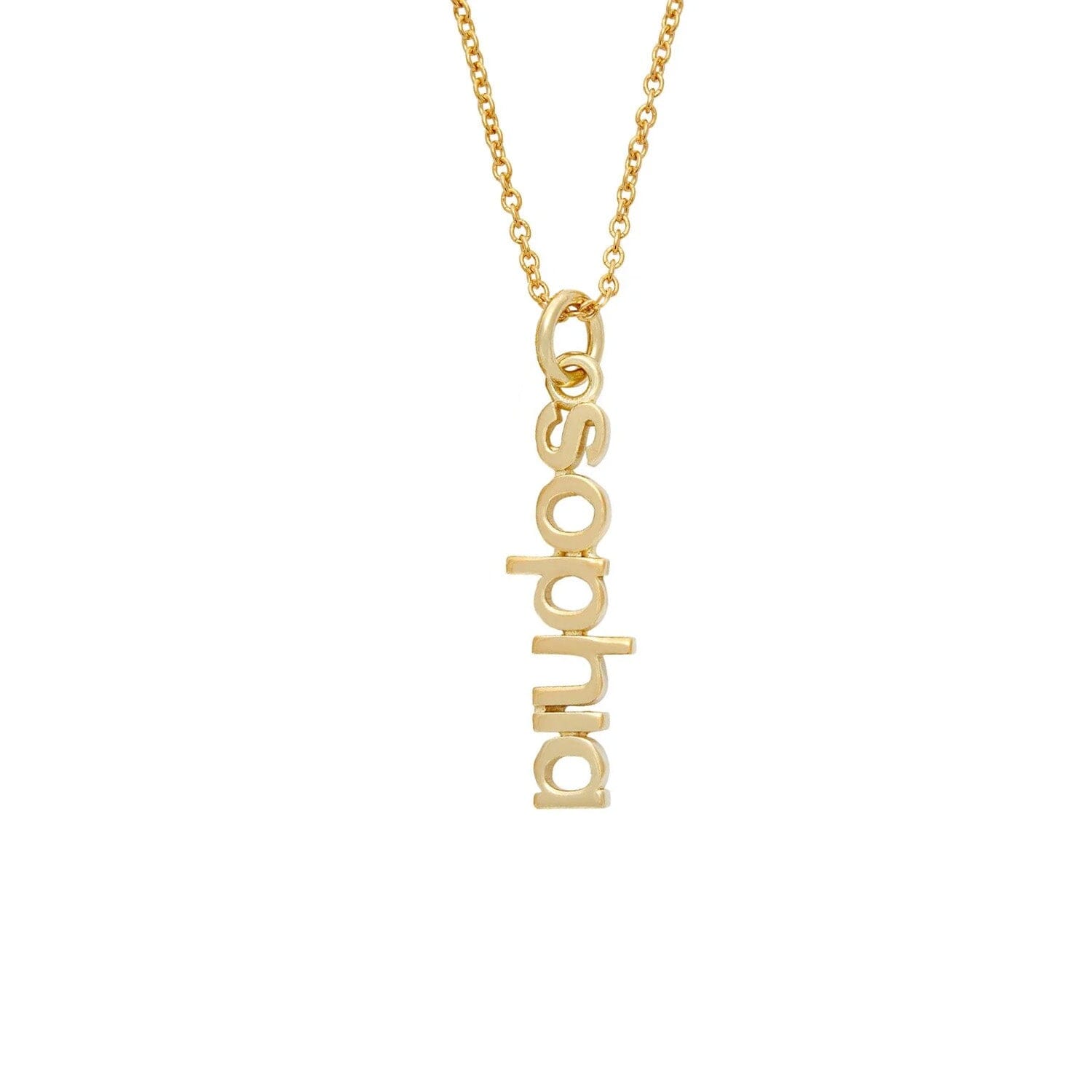 14k Gold Vertical Name Necklace | Tiny Tags