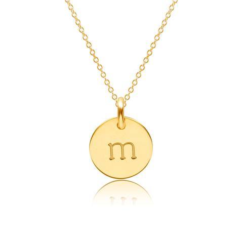 14k Gold Mini Initial Circle Necklace - Lowercase