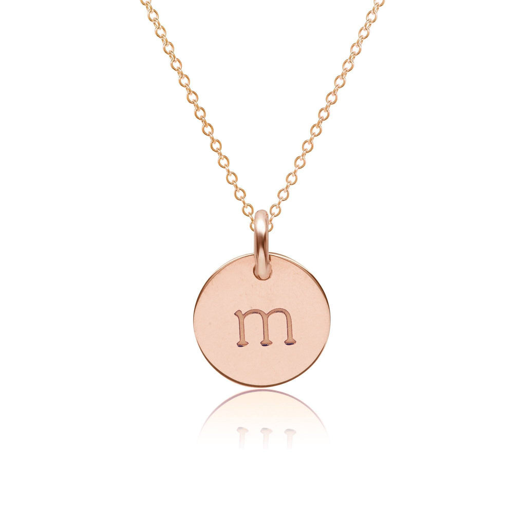 14k Gold Initial Circle Necklace - Lowercase