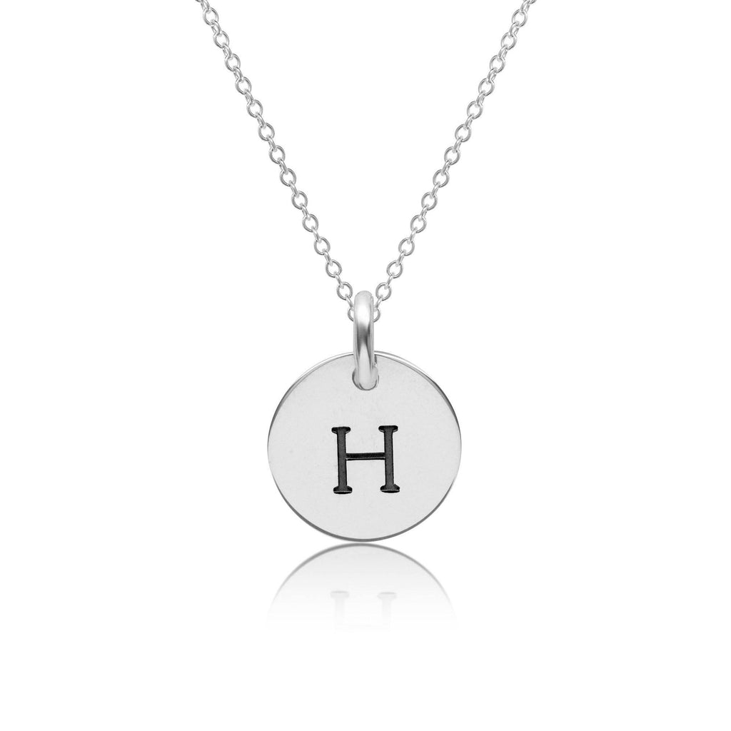 Sterling Silver Initial Circle Necklace - Uppercase