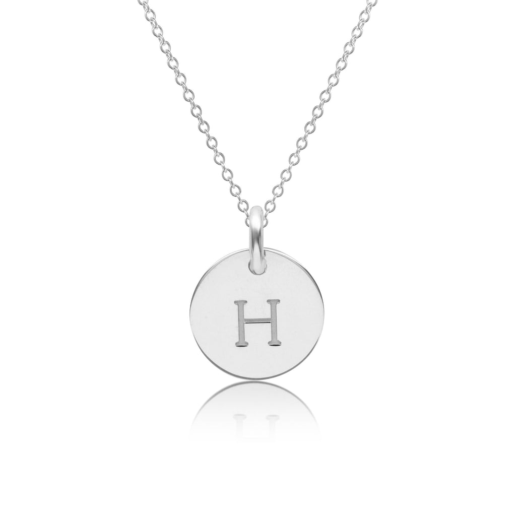 14k Gold Initial Circle Necklace - Uppercase