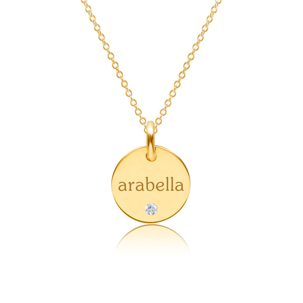 14k Gold Circle Necklace with Birthstone