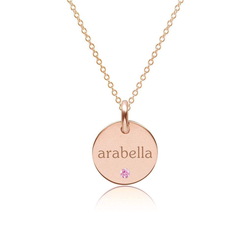 14k Gold Circle Necklace with Birthstone
