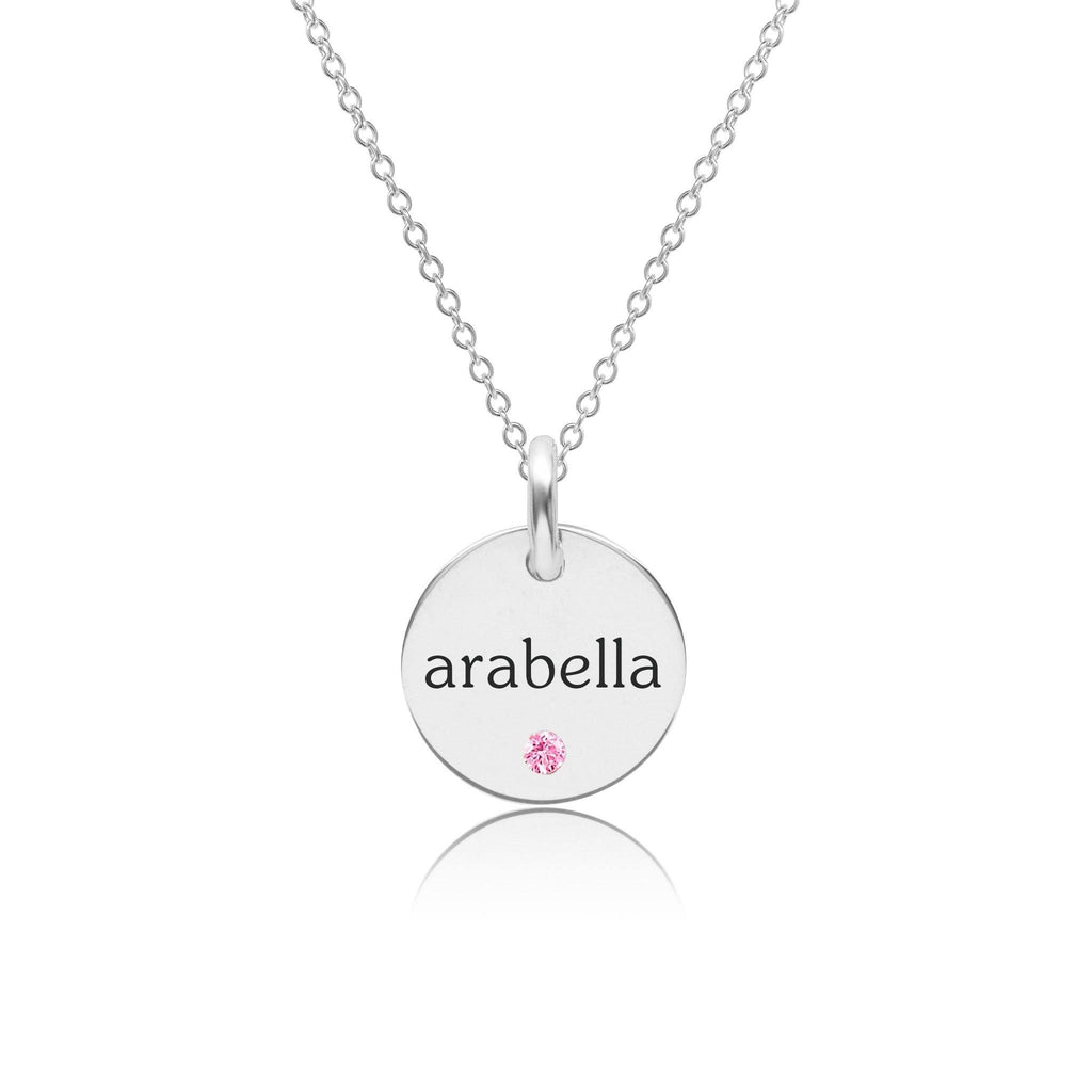 Sterling Silver Circle Necklace with Birthstone