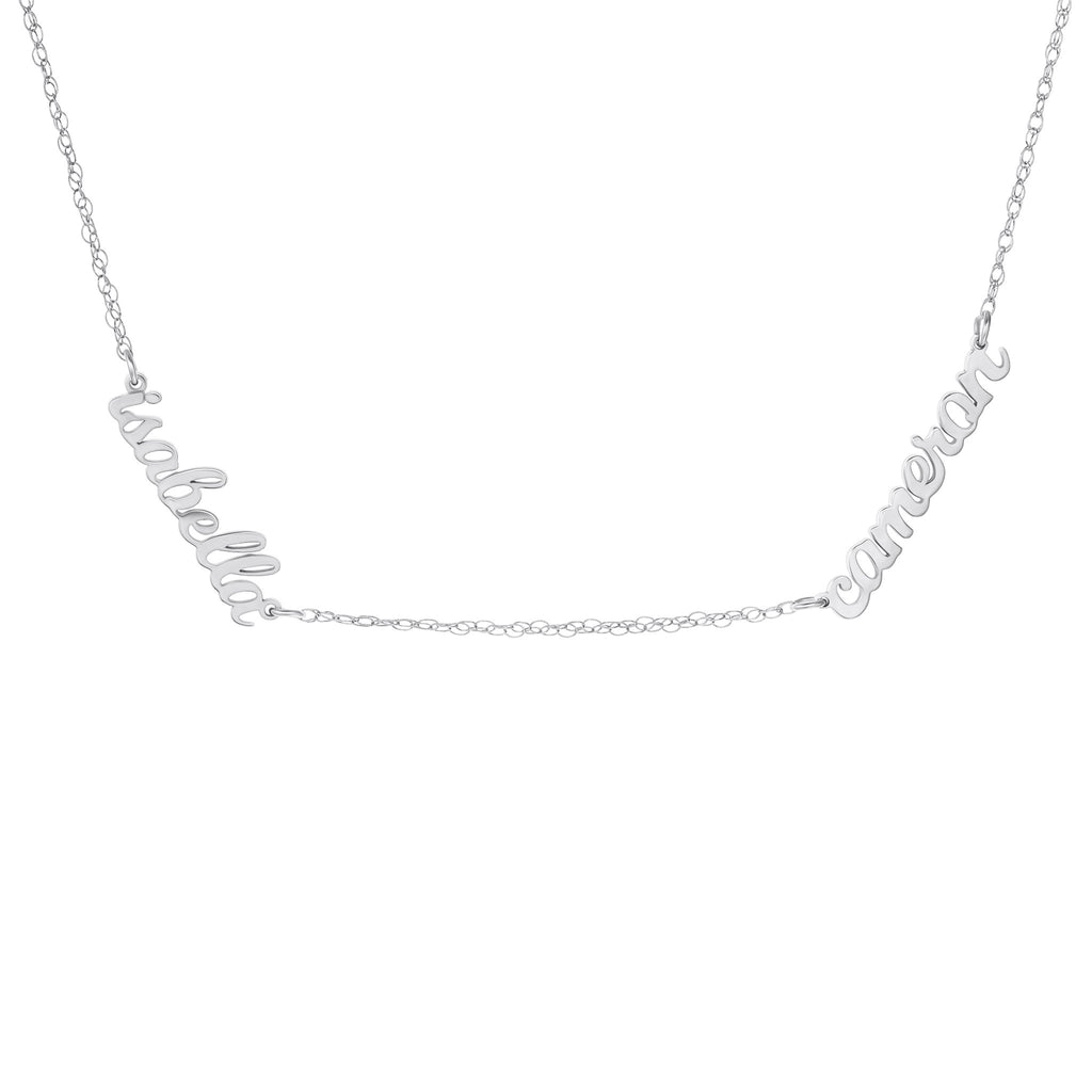 Sterling Silver Script Nameplate Necklace - 2 Names