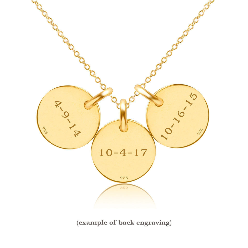 14k Gold Initial Necklace - 3 Circles - Lowercase