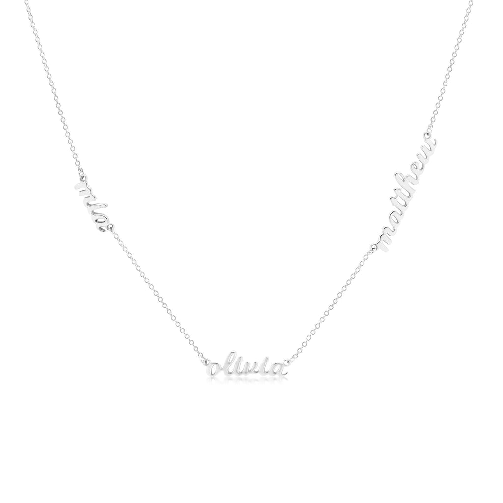 Sterling Silver Script Nameplate Necklace - 3 Names
