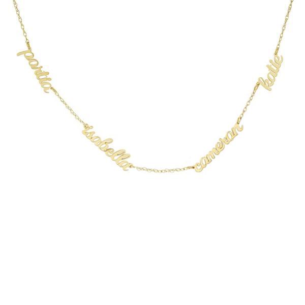 Gold Script Nameplate Necklace - 4 Names