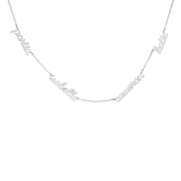 Sterling Silver Script Nameplate Necklace - 4 Names