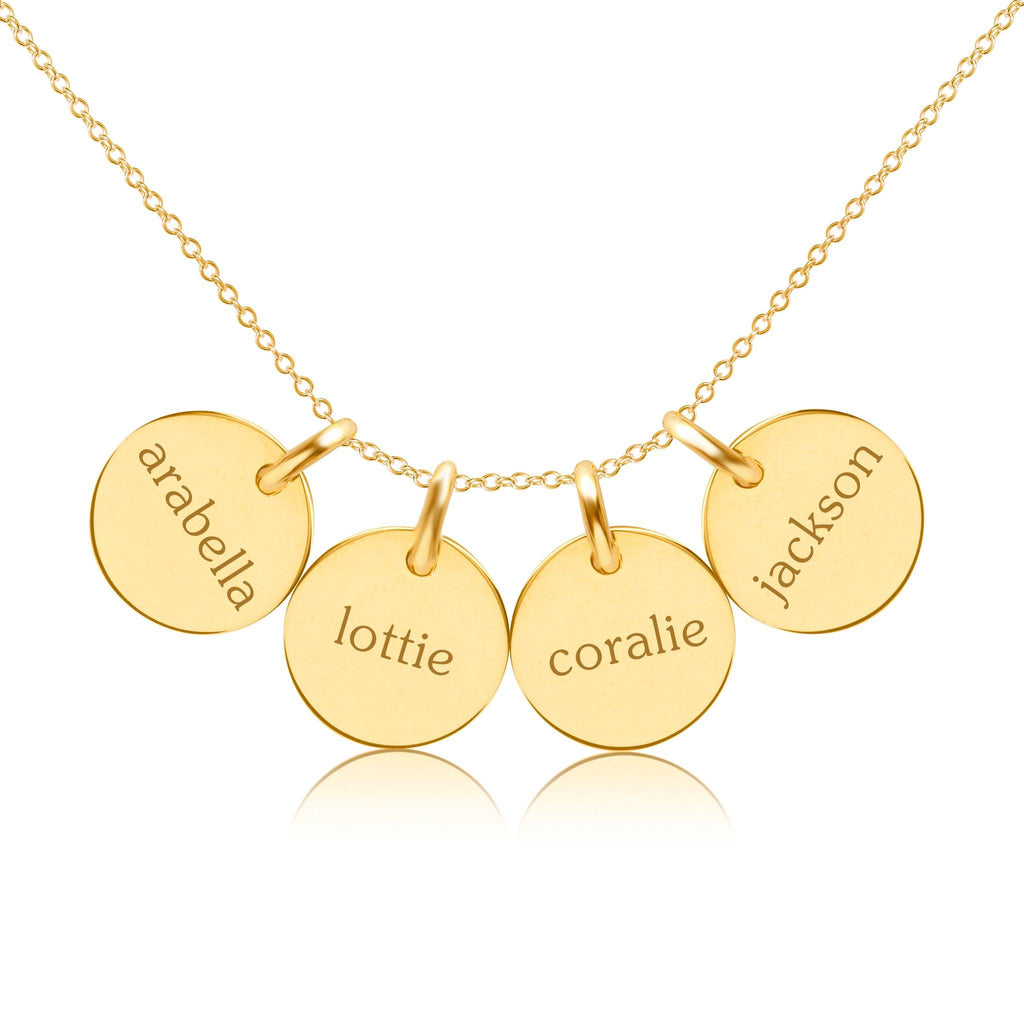 14k Gold Circle Necklace - 4 Names