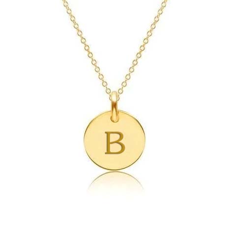 Mini Initial Circle Tag Necklace - Uppercase