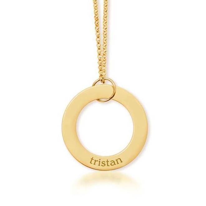 14k Gold Circle Pendant Necklace (1-5 Names)