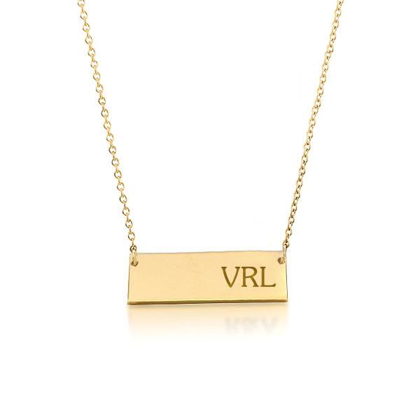 14k Gold Monogram Bar Necklace