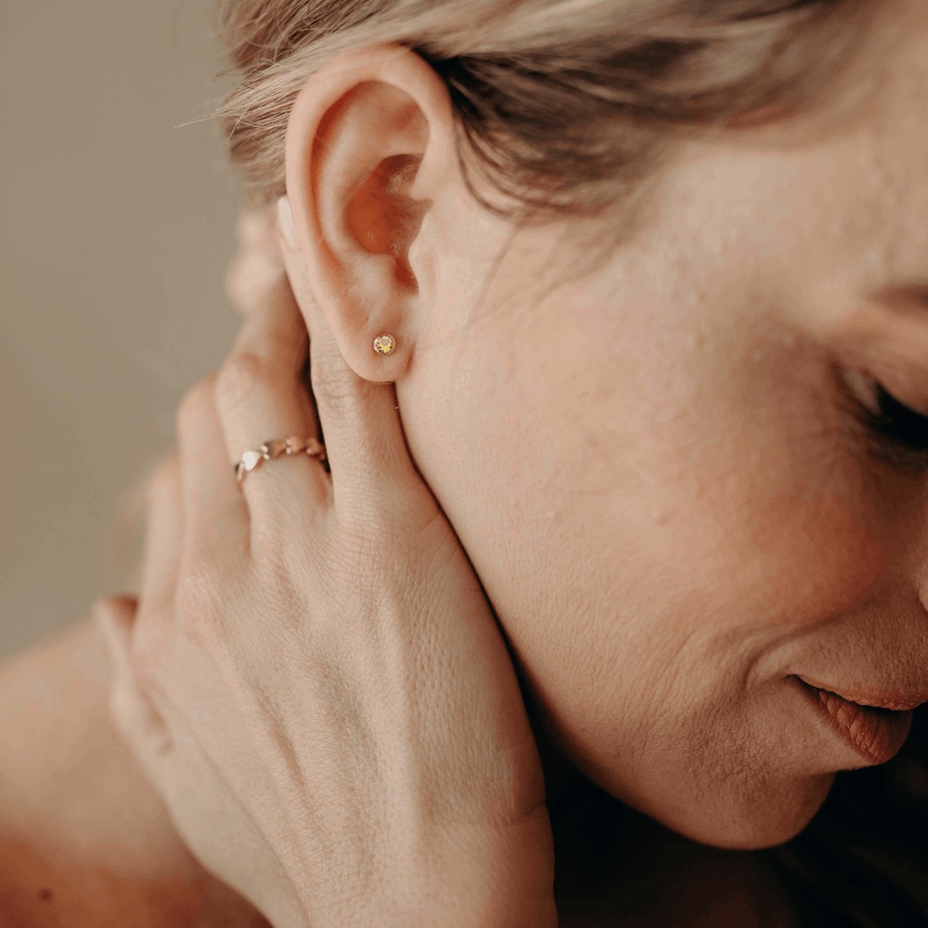 Gold Birthstone Stud Earring