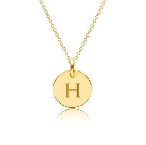 Mini Initial Circle Tag Necklace - Uppercase