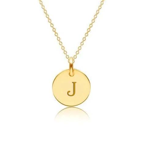 Mini Initial Circle Tag Necklace - Uppercase