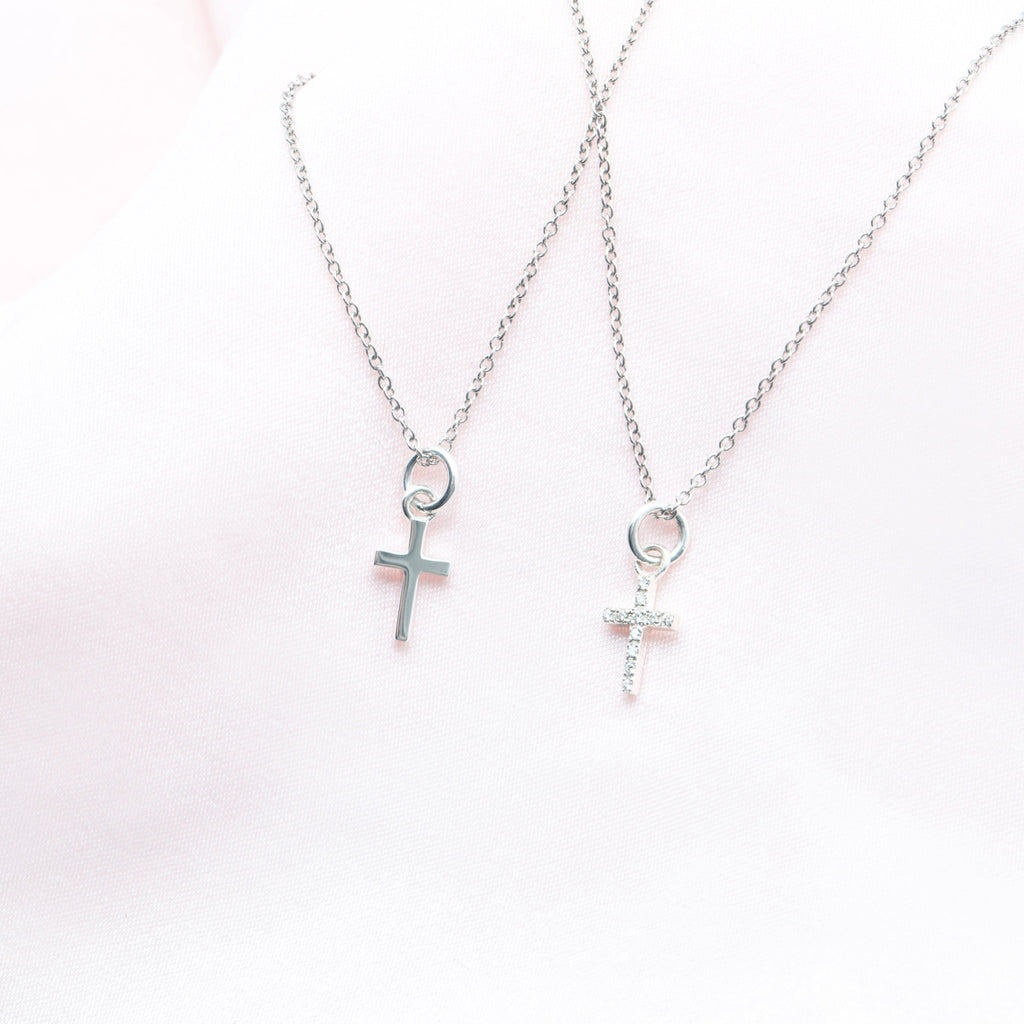 Sterling Silver Pavé Cross Necklace