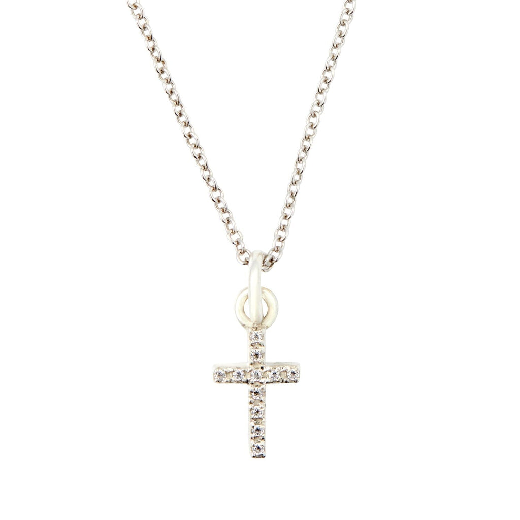 14k Gold Pavé Diamond Cross Necklace