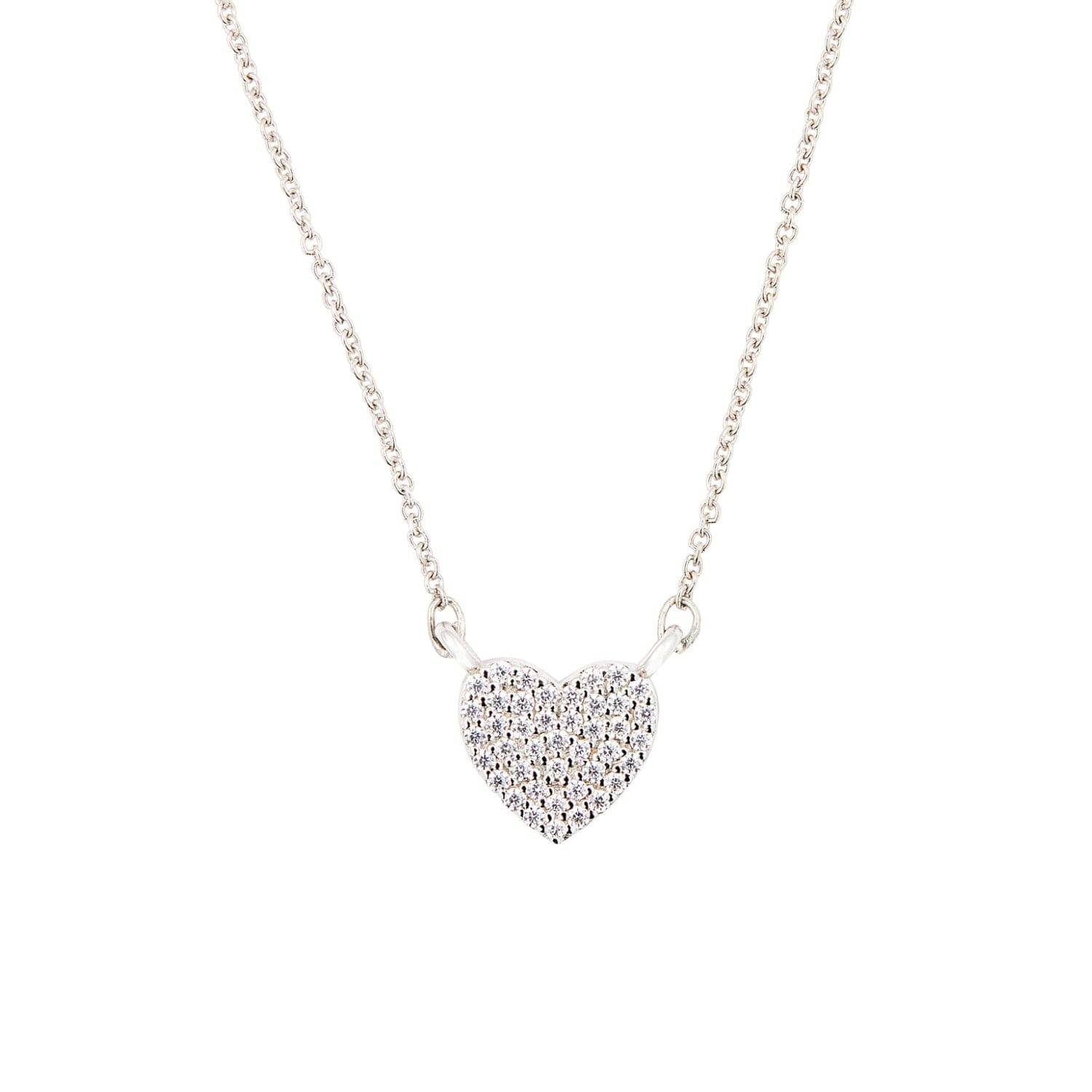 Sterling Silver Pavé Heart Necklace | Tiny Tags