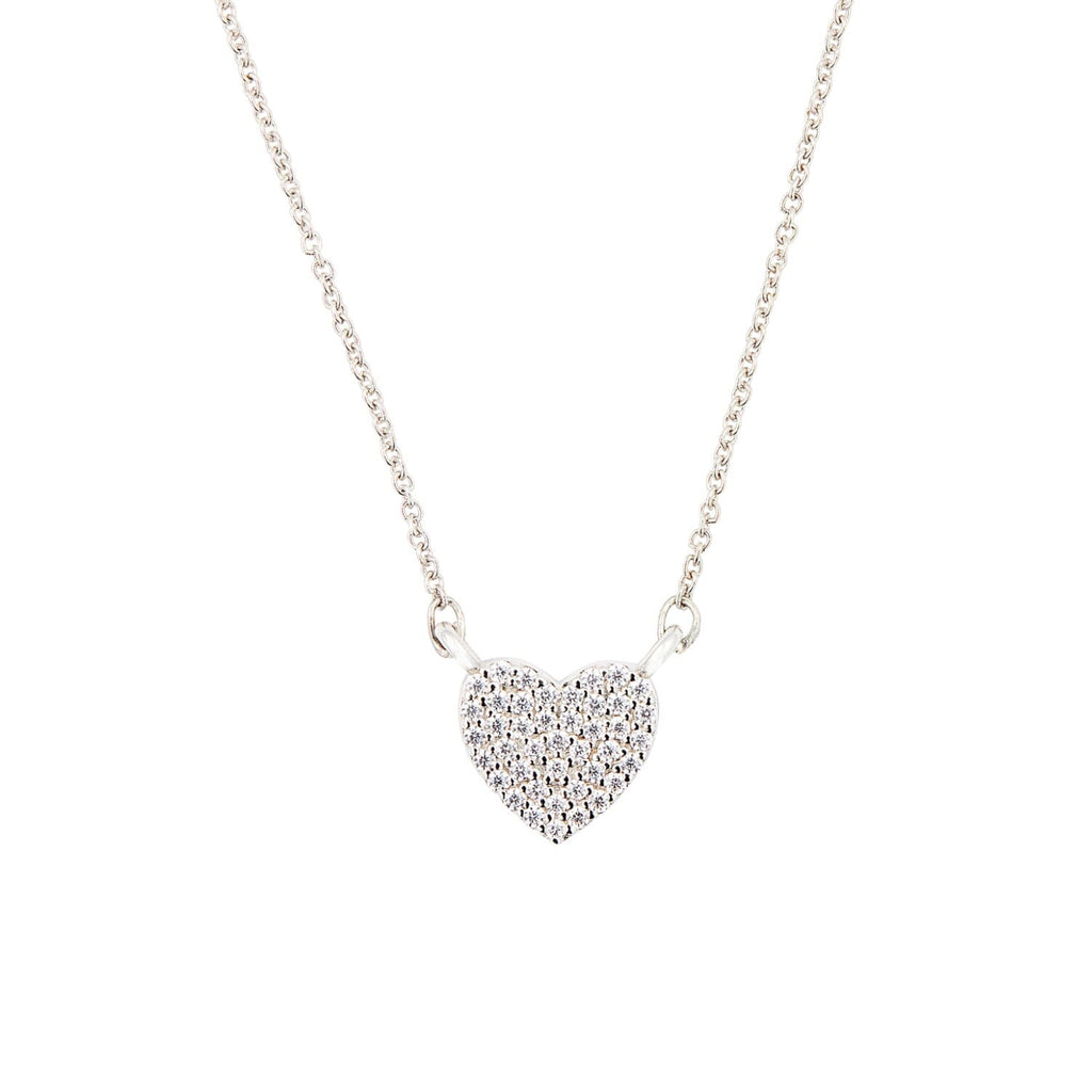 Sterling Silver Pavé Heart Necklace