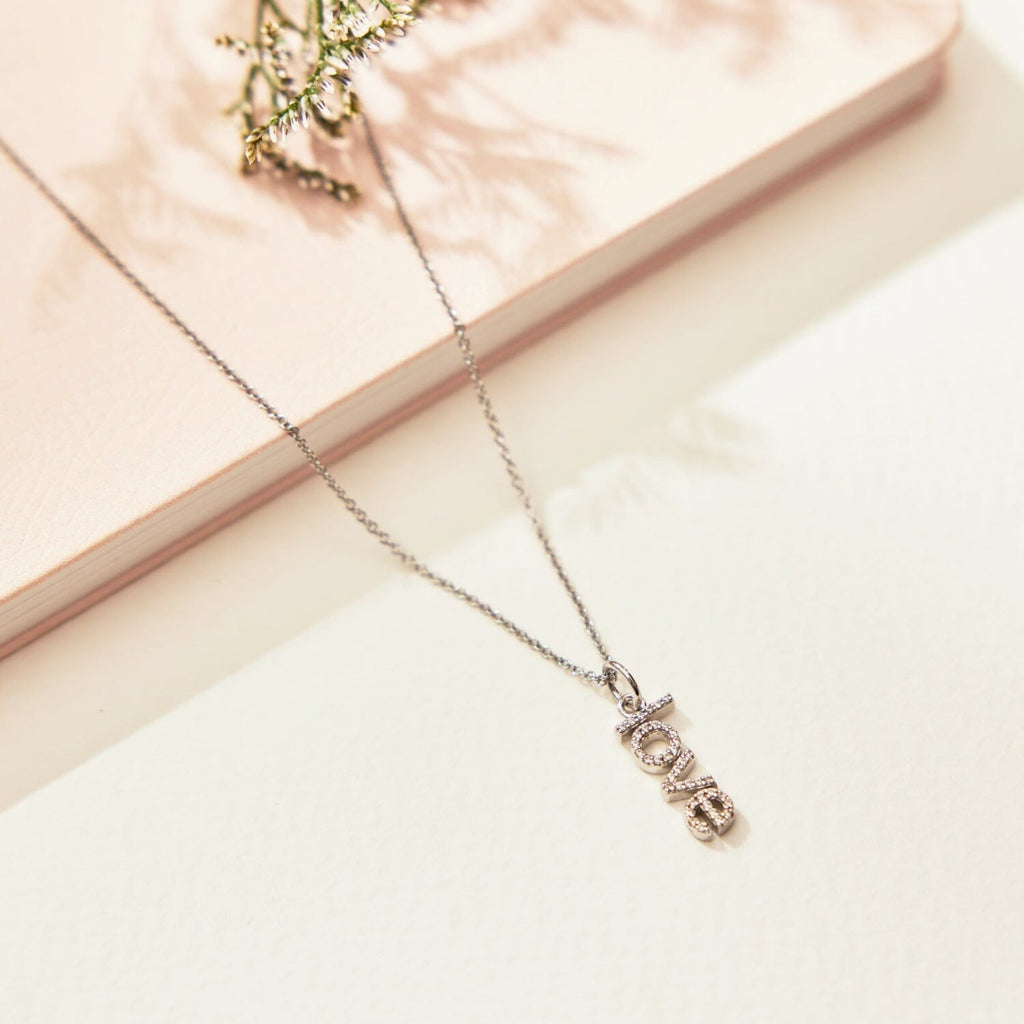 Sterling Silver Pavé Vertical Love Charm
