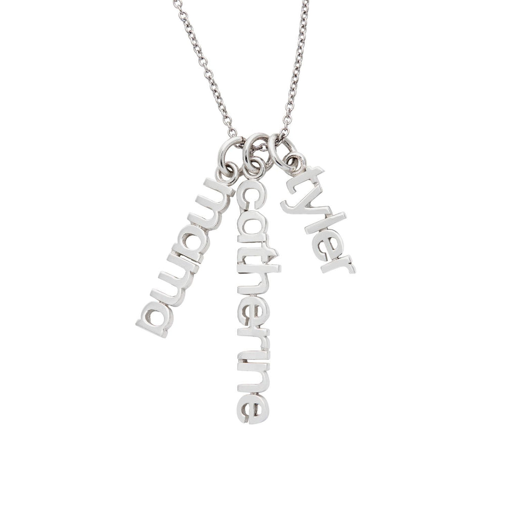 Sterling Silver Vertical Name Necklace - 3 Names