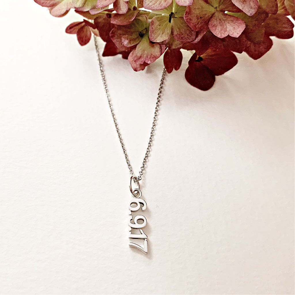 Sterling Silver Vertical Date Necklace