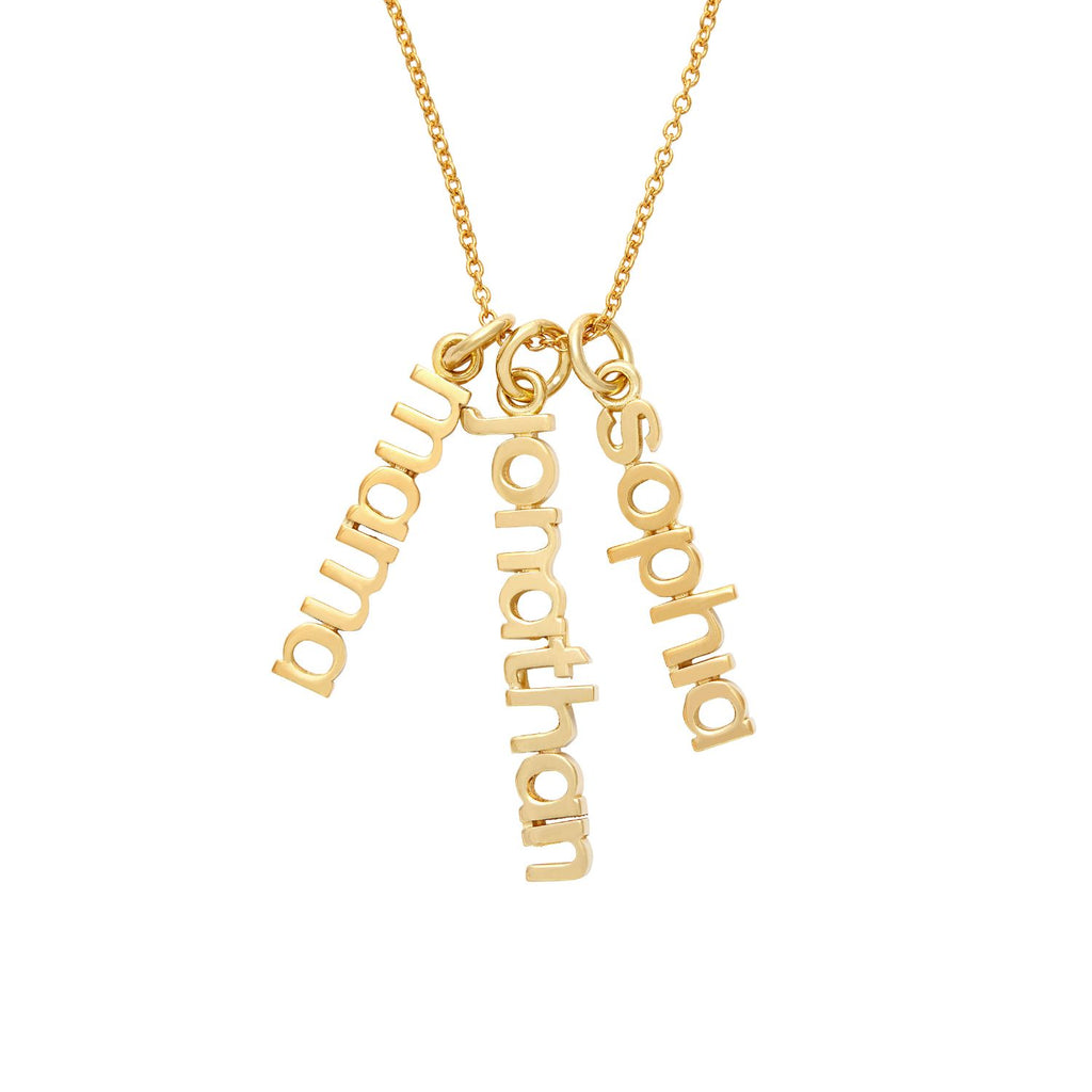 14k Gold Vertical Name Necklace - 3 Names