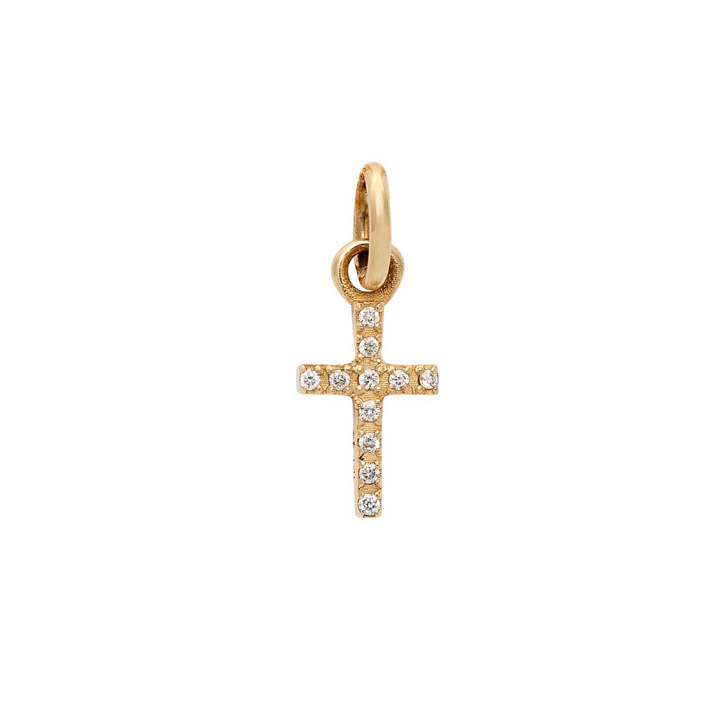 14k Gold Pavé Diamond Cross Charm