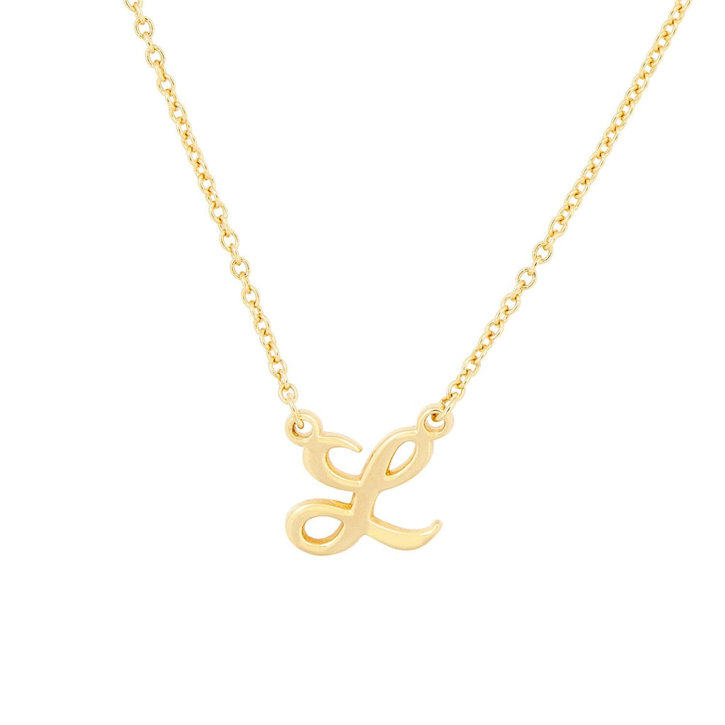 14k Gold Script Initial Nameplate Necklace