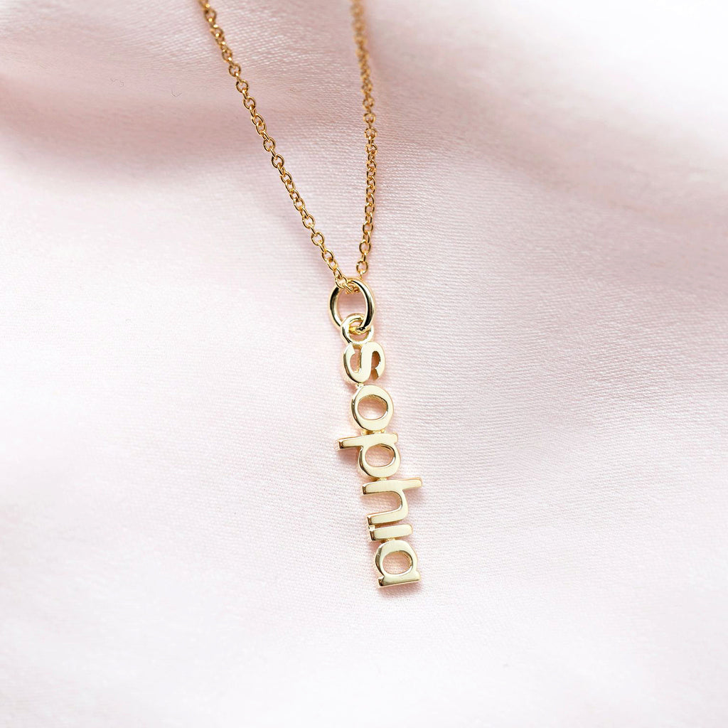 Gold Vertical Name Necklace