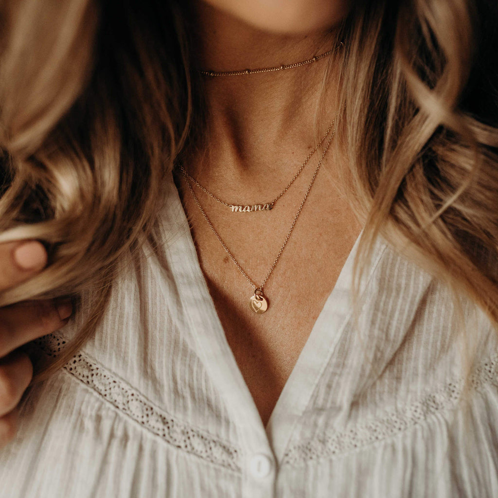 Mama Script Nameplate Necklace & Perfectly Imperfect Hoop Earring Gift Set
