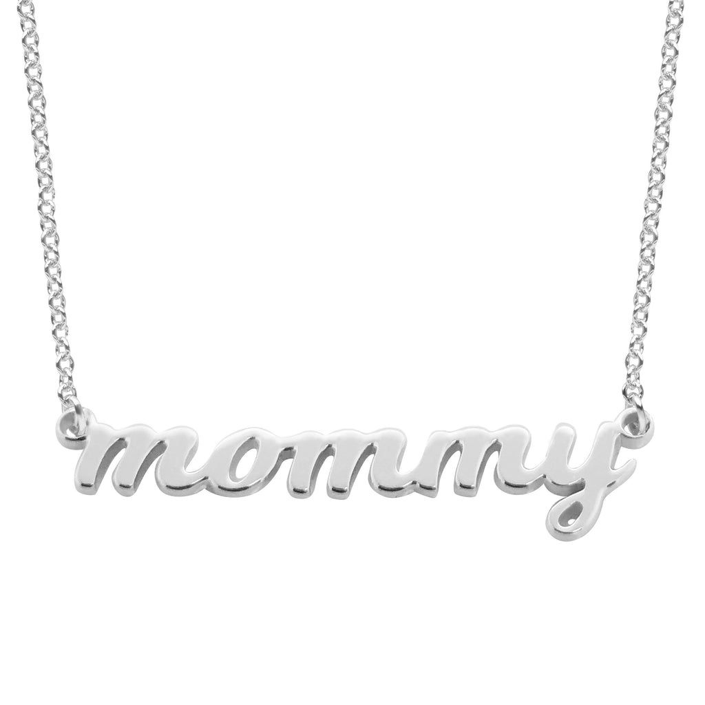Sterling Silver Script mommy Necklace