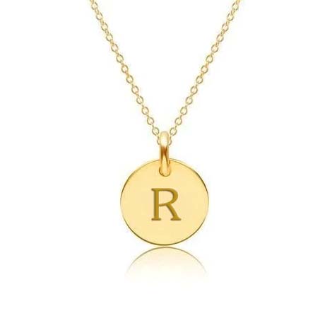 Mini Initial Circle Tag Necklace - Uppercase