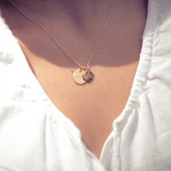 14k Gold Engravable Childhood Cancer Ribbon Necklace