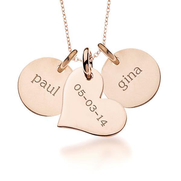 14k Gold Circles & Heart Necklace - tinytags