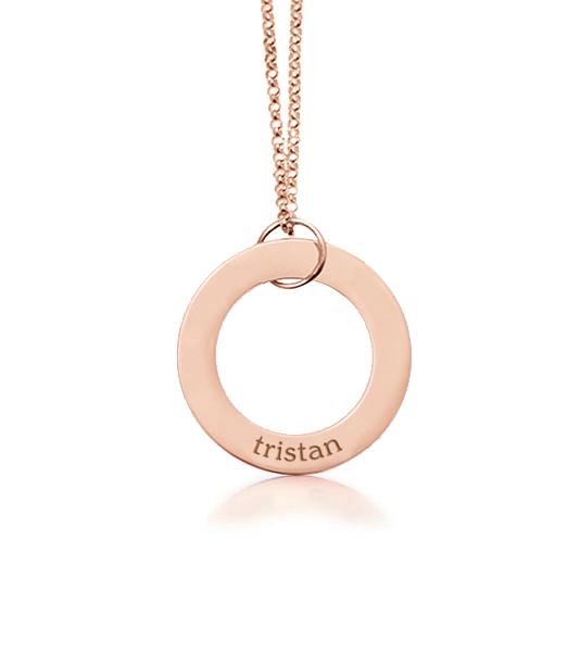 14k Gold Circle Pendant Necklace (1-5 Names)