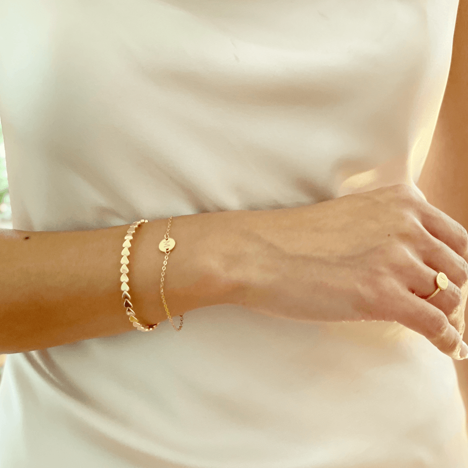 14k Gold Initial Chain Bracelet