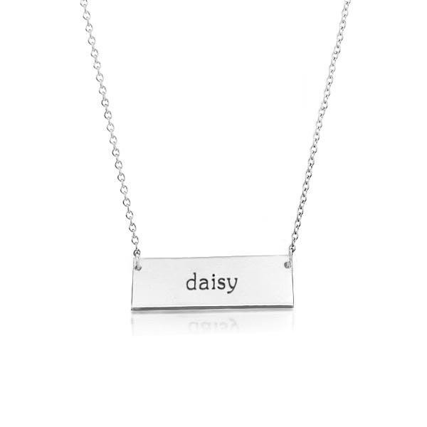 Sterling Silver Bar Name Necklace