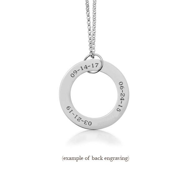 Sterling Silver Circle Pendant Necklace - 3 Names