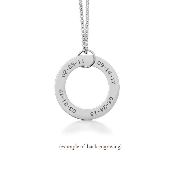 Sterling Silver Circle Pendant Necklace - 4 Names