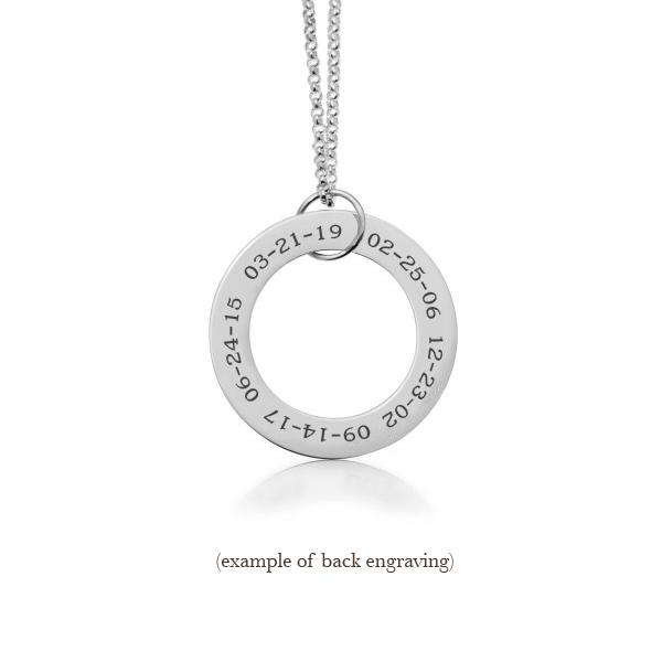 Sterling Silver Circle Pendant Necklace - 5 Names