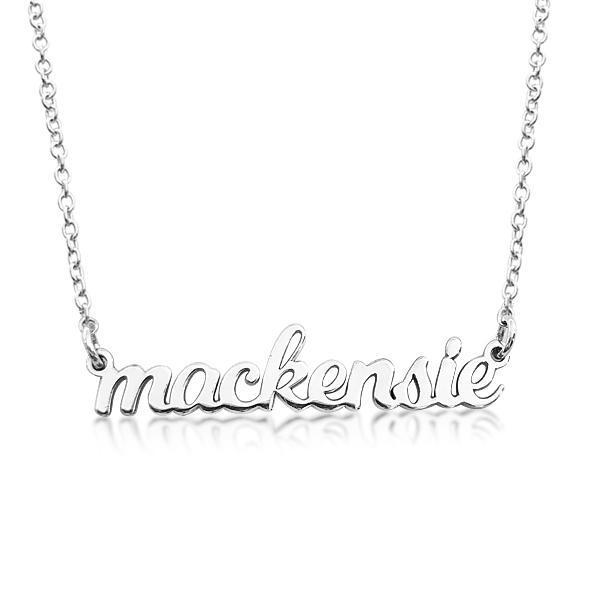 Sterling Silver Script Nameplate Necklace