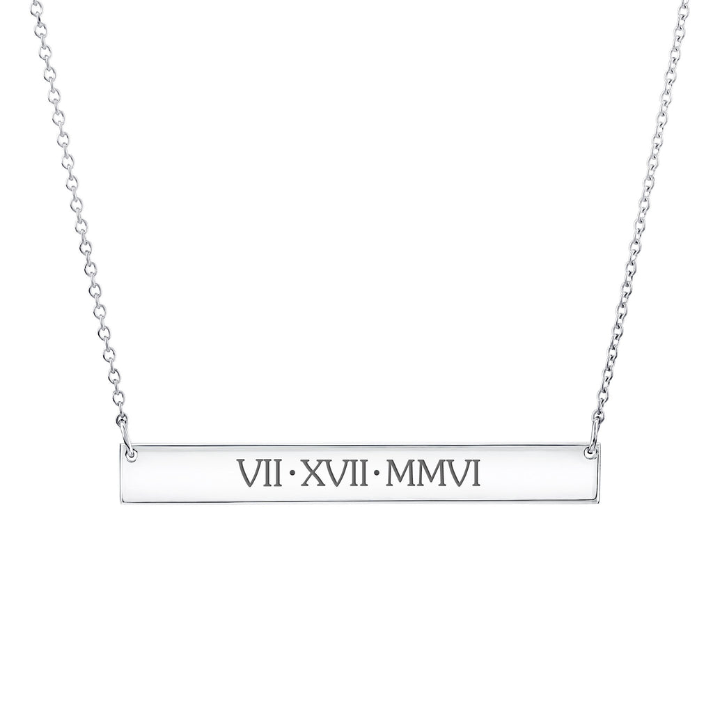 Sterling Silver Skinny Bar Necklace - Uppercase