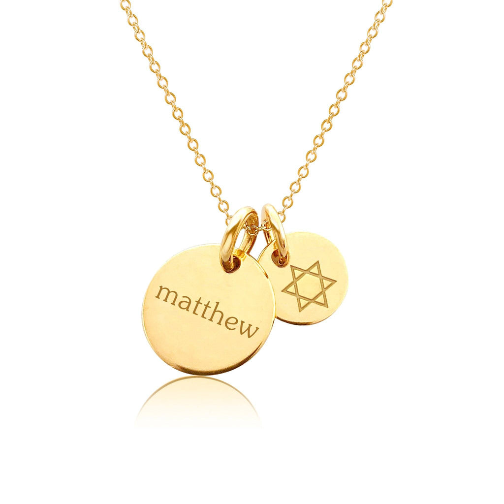 Gold Engravable Star of David Necklace