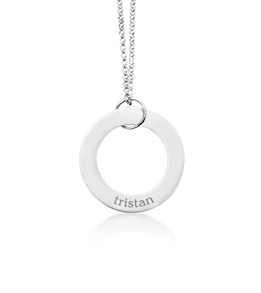 14k Gold Circle Pendant Necklace (1-5 Names)