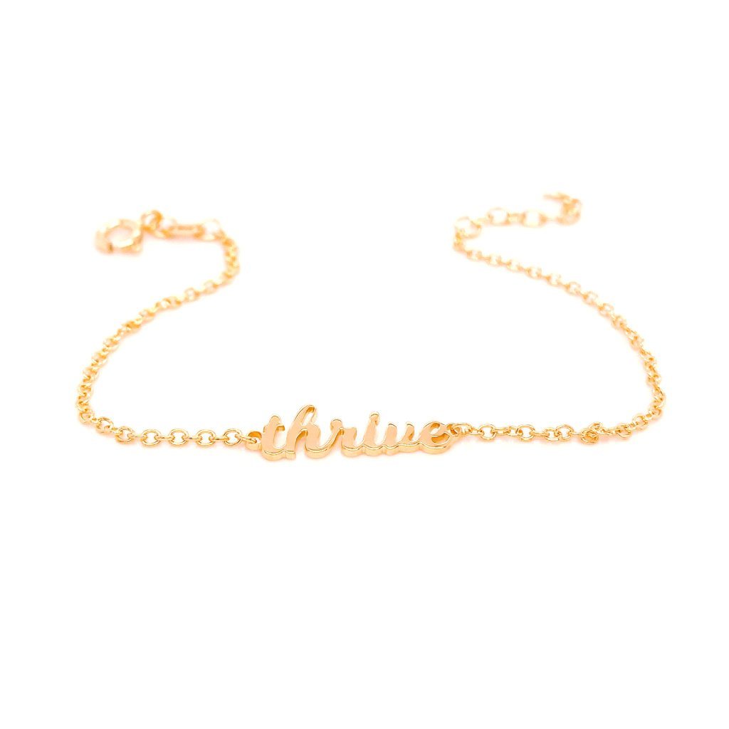Script 'thrive' Nameplate Bracelet
