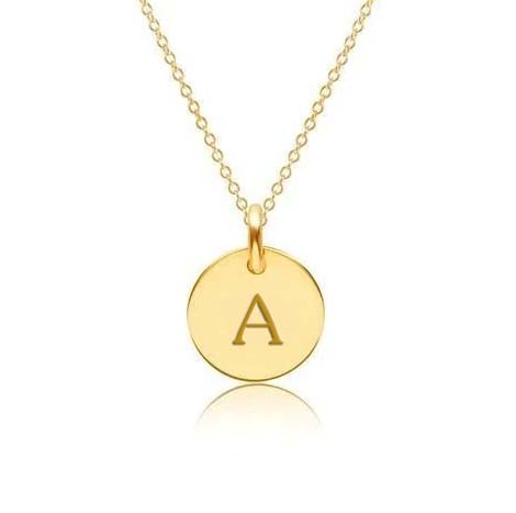 Gold Mini Initial Circle Necklace - Uppercase