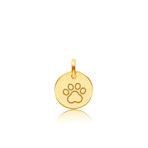 Engravable Paw Print Circle Tag 14K Rose Gold Build A Keepsake with Custom Charms Tiny Tags